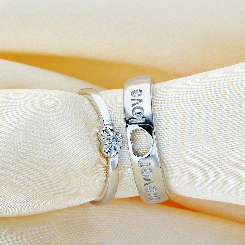 S925 Sterling Silver Couple Engagement Ring Forever Love