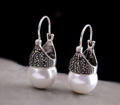 Handmade Thai Silver Pearl Earrings for Women