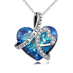 I Love You Forever Heart Crystal Pendant Necklace