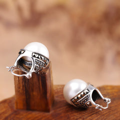 Handmade Thai Silver Pearl Earrings for Women