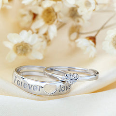 S925 Sterling Silver Couple Engagement Ring Forever Love